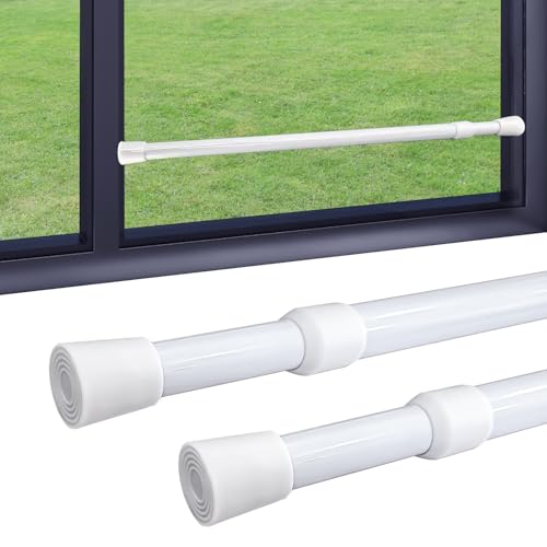 Window Security Bars Adjustable Sliding Glass Door Lock Bars - color: White-2Pcs, size: 15.7''-27.5''