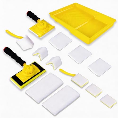 14 Pcs Paint Edger Tool Kit Yellow Edge Painting Tools for Walls Ceilings - color: Yellow