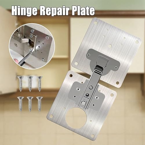 Cabinet Hinges Repair Plate,Stainless Steel Hinge Repair Brackets Kit,Kitchen Cupboard Door Hinge Repair Plate Kit Includes Fixing Screws,Protect Wooden Kitchen Cabinet Door,Furniture(4 PCS)… - size: 4 Pieces