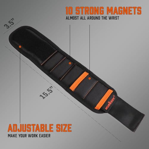 HORUSDY Magnetic Wristband & Universal Socket Grip (7–19mm), Stocking Stuffers Gifts for Men with Strong Magnets for Holding Screws, Nails, Drilling Bits, DIY, Christmas Tool Gift for Men - size: Magnetic Wristband & Universal Socket Grip