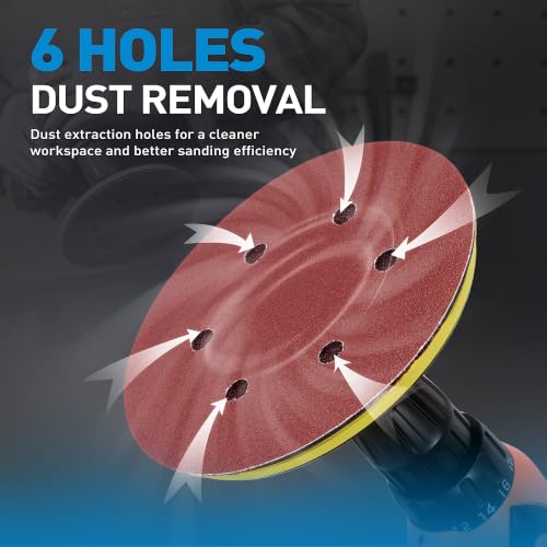 S SATC 30 Pack 6 Inch Hook and Loop Sanding Discs 40 60 80 100 120 150 180 240 320 600 800 1000 Grit Red Sandpaper 6 Hole Random Orbital Sander Pads - style: 6 Hole Red