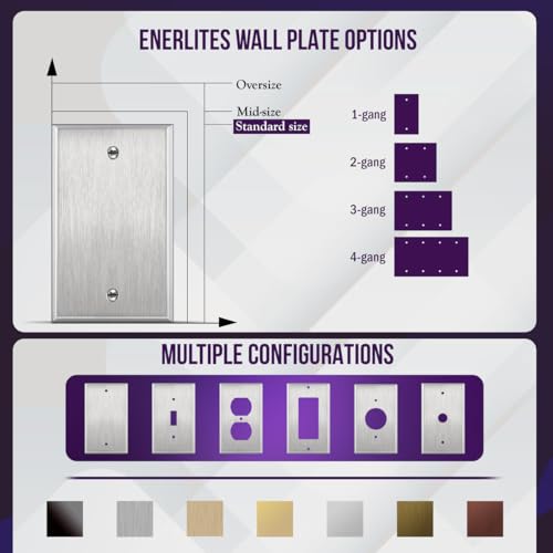 ENERLITES Double Blank Device Metal Wall Plate, 2-Gang, Silver, 10 Pack - color: Stainless Steel, size: 2 Gang - Standard