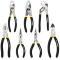 Vivicreate 7 Piece Pliers Set Heavy Duty Hand Tool Set with 8 Inch Groove Joint 8 Inch and 6 Inch Slip Joint 7 Inch Linesman 6 Inch Diagonal and Long Nose Pliers for Home Garage DIY Repair