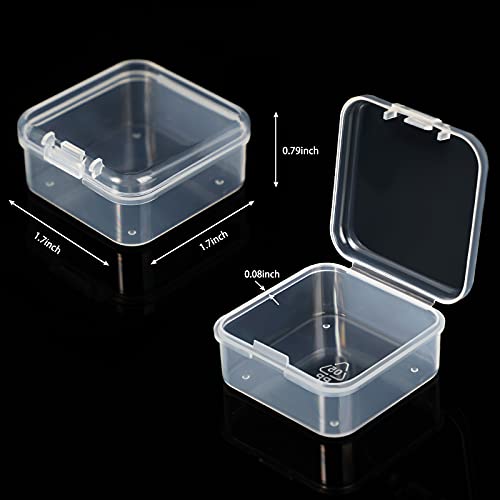 SATINIOR 24 Packs Small Clear Plastic Beads Storage Containers Box with Hinged Lid for Storage of Small Items, Crafts, Jewelry, Hardware(1.7 x 1.7 x 0.8 in) - size: 1.7 x 1.7 x 0.8 in