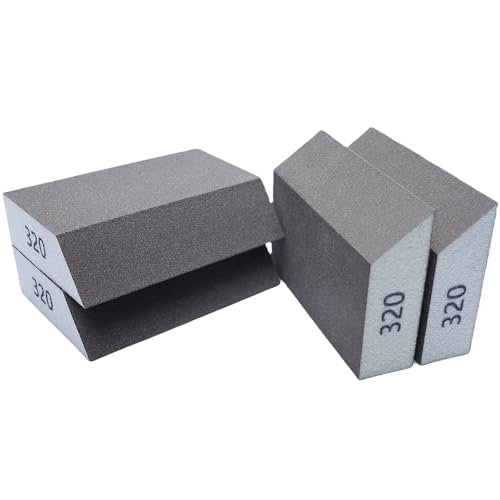 4 Pack 320 Grit Single Angle Sanding Sponge, Washable and Reusable Sanderpaper Hand Sanding Blocks for Wood Drywall Metal Home Sanding - style: 320 Grit