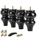 6 inch Solid Wood Furniture Spool Legs with M8 Bolts 4PCS Black - color: Black, size: 6"/15cm