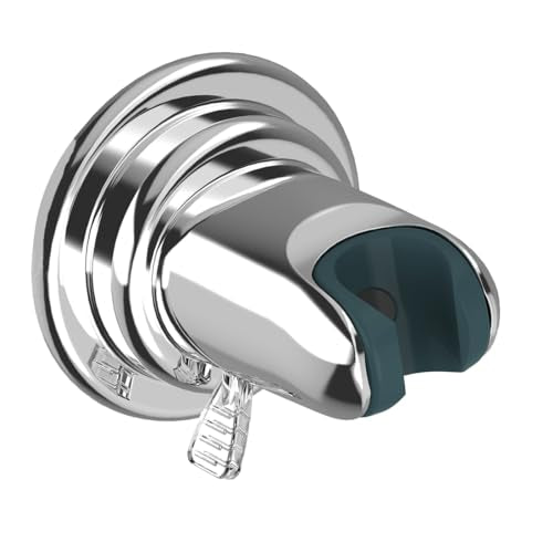 JiePai Suction Cup Shower Head Holder for Handheld Shower-Adjustable,Chrome | 20° adjustable angle,Removable,No-drill wall mount,fits 3/4 handheld,Works on tile glass metal,For bathroom/RV - color: Adjustable Holder-Chrome