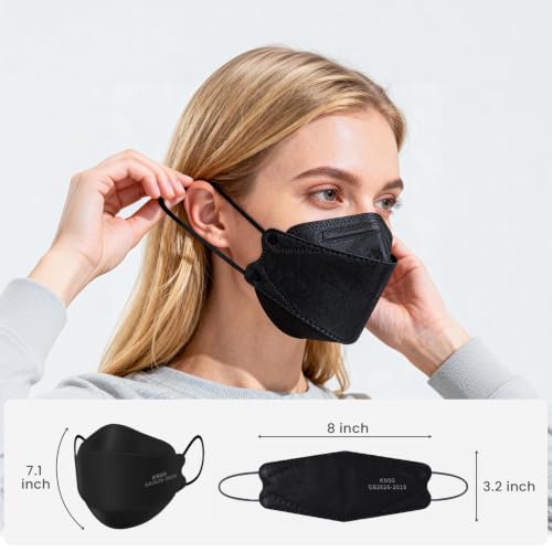 KN95 Face Masks Black 50 Pack for Adults, Breathable Disposable with Elastic Ear Loops - color: Black-50 Pack