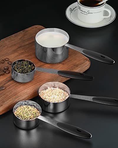 JOYHILL Measuring Cups and Spoons Set 304 Stainless Steel 10-Piece Black - color: b)Stainless Steel-Black
