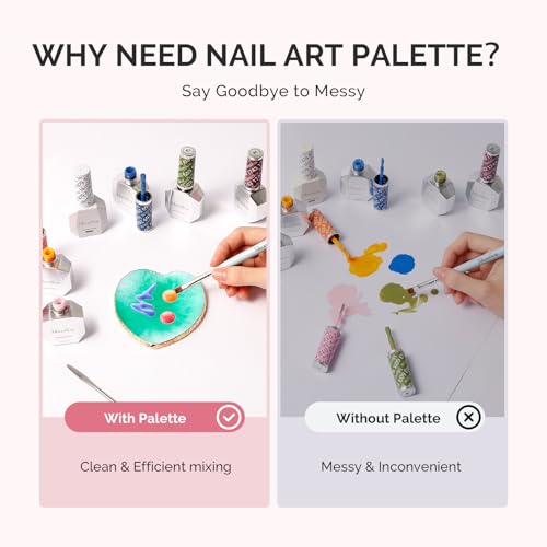 MelodySusie 1PC Heart Shape Resin Nail Art Palette, Professional Color Mixing Board for Gel Polish, Acrylics, Pigment Blending, Salon and DIY Makeup Artist Tool, Green - color: Green Heart Without Spatula