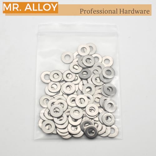 #10 Stainless Steel Flat Washers, 7/32" ID x 1/2" OD, 100 Pack - size: #10 (100)