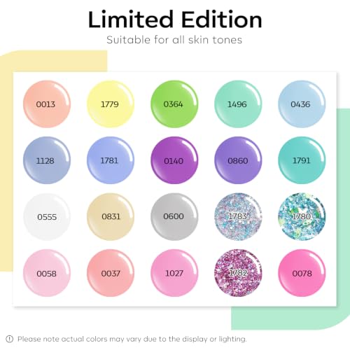 modelones Gel Nail Polish Set Neon Glitter 24PCS 20Colors Hot Pink Magenta - color: A Spring Macaron