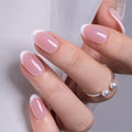 CurvLife Short Oval French Tip Press On Nails, Lilac Pink, Soft Gel - color: B3 - Lilac Pink French Nails