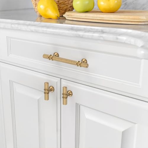 Asidrama 10 Pack 3.75 Inch(96mm) Knurled Champagne Bronze Kitchen Cabinet Handles, Cabinet Pulls Kitchen Cabinet Hardware Cupboard Handles Drawer Pulls - color: Champagne Bronze, size: 3.75" Hole Center, style: 10 Pack