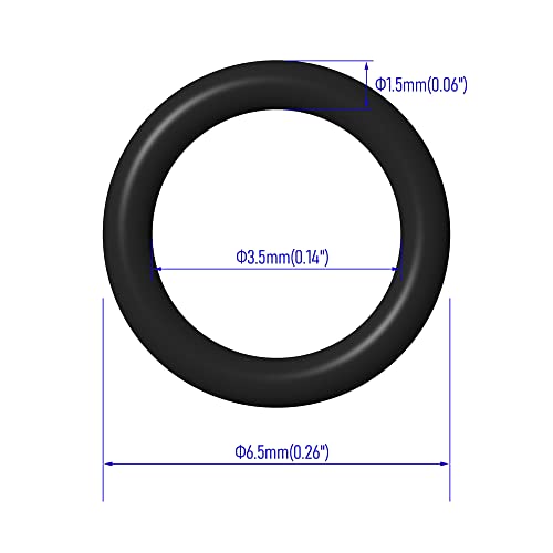 50 PCS Nitrile Rubber O Ring 6.5mm OD 3.5mm ID 1.5mm Width, Metric Buna-N NBR Sealing Gasket Plumbing, Gas, Automotive and Faucet Repair, Resist Oil and Heat O-Rings, Black - size: 6.5x3.5x1.5mm