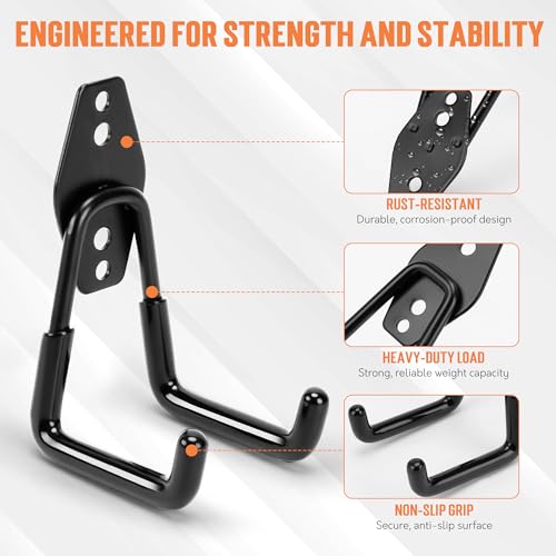 TONDA Garage Hooks, 20 Pack Wall Storage Hooks for Bike, Ladder and Tools - color: Black