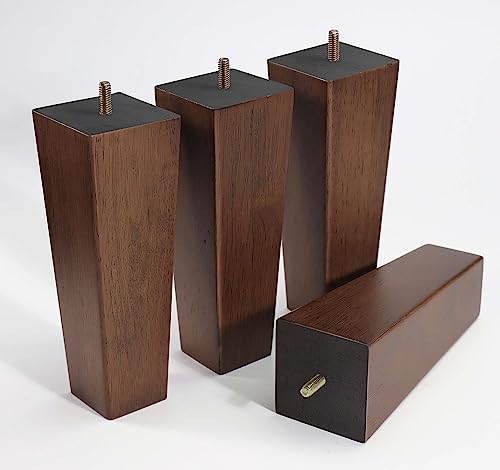WEKIS Solid Wooden Furniture Legs 10 Inch, Natural Wood Mid Century Brown Square Legs Furniture Replacements Feet for Couch Legs, Sofa Legs, Cabinet Legs, Bench Legs, Bed Legs, Set of 4 - size: 10 Inch