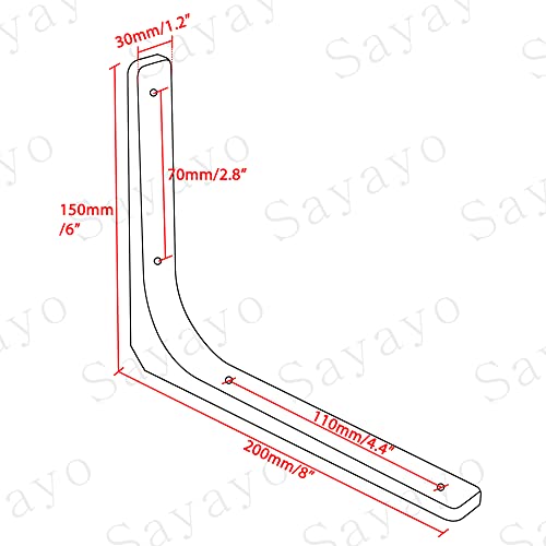 SAYAYO Wall Shelf Bracket White, 8 X 6 Inch Heavy Duty L Bracket for Wood - color: White, size: 8 x 6 Inch (4 PCS)