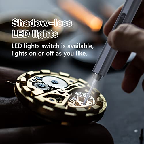 Precision Screwdriver Set, 5 Gear Torque, Mini Electric Screwdriver with OLED Screen, Small Screwdriver Set Rechargeable with 48 multifunctional bits and shadowless LED lights