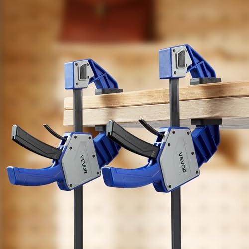 VEVOR Bar Clamps for Woodworking, 2-Pack 24 inch One-Handed Clamp/Spreader, Quick-Grip F-Clamp with 340 lbs Load Limit, Premium Plastic and Carbon Steel, for Woodworking Metal working, Blue + Black - size: 32.87 x 9.49 x 1.38 inch, style: Quick Grip