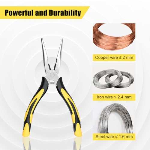Long Needle Nose Pliers-6’’Soft Grip with Wire Cutter for Home,2pcs - size: Two-6in