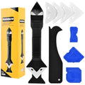 10 Pcs Silicone Caulking Tool, 3 in 1 Caulk Remover Tool | Grout Removal Tool with Replaceable Pad Glass Glue Angle Scraper, Sealant Finishing Tool for Kitchen Bathroom Tile Sink Joint