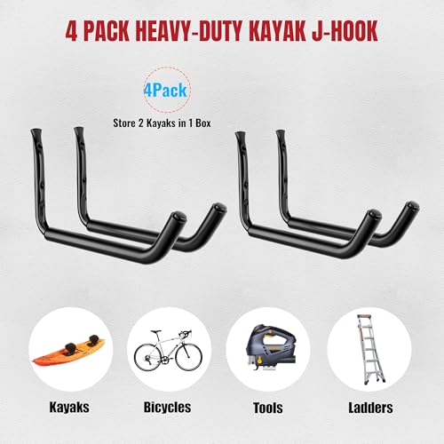 4 Pack Kayak Wall Mount Rack, 120 LBS Capacity