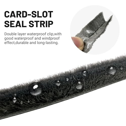 Weather Stripping Brush Door Seal Strip- Card Slot Weatherstrip for Sliding Windows & Doors - No Adhesive Backing - size: 16.4FT, 3/16''Wide X 5/16''Thick