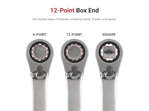 TEKTON Reversible Ratcheting Combination Wrench Set, 15-Piece | WRC94401 - size: 15-Piece (1/4-1 in.), style: Pouch