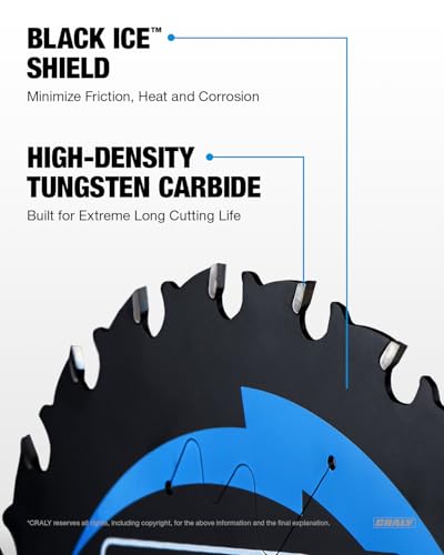 CRALY 4-1/2 Inch 24 Teeth Wood Cutting Framing Circular Saw Blade, 3/8 Inch Arbor, Carbide Tipped, Thin Kerf, Black Ice™, for Plywood, MDF, OSB, Laminated, 3-Pack(C0424FR-3) - size: 4-1/2 inch, 3/8 inch arbor, 24T*3