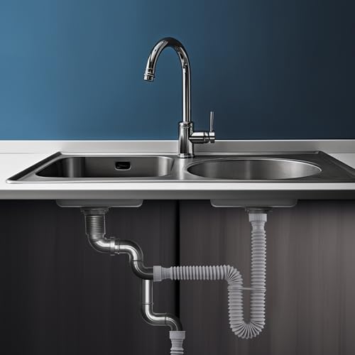 Sink Drain Pipe, Flexible Sink P-Trap Pipe for Kitchen & Bathroom, Gray - color: Gray