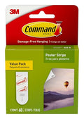 Command Poster Strips Value Pack, 60 Strips Damage-Free Poster Hangers, No Tools Requried, Great for Home, Room, Wall, Office, and Dorm Decor, White Adhesive
