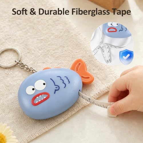 Cute Pink Fish Fashion Measuring Tape 79", Sewing Gifts w/Keychain - color: A6-Pink Fish