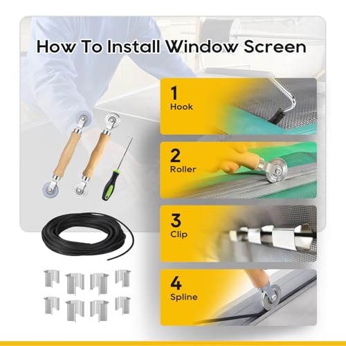 King&Charles Window Screen Replacement, 6in1 Window Screen Door Repair Kit - color: Gray, size: 59"×106"