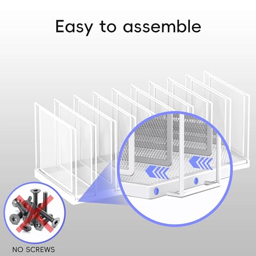 9-Section Desk File Organizer, Vertical File Holder, Mesh Desktop File Folder Metal File Organizer Stand for Office Home Classroom, White - color: White, size: 1 Pack 9-Section