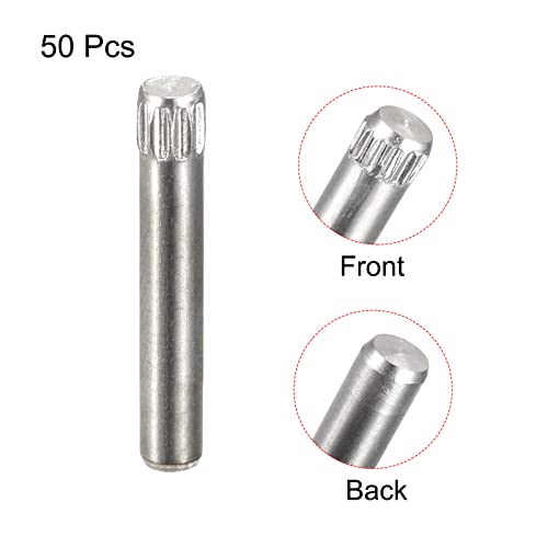 uxcell 3x20mm 304 Stainless Steel Dowel Pins, 50Pcs Knurled Head Flat Chamfered End Dowel Pin, Wood Bunk Bed Shelf Pegs Support Shelves Fasten Elements - size: 3x20mm