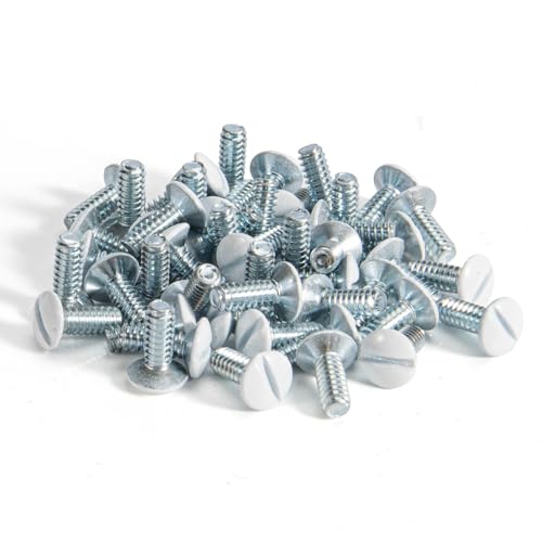 Henne Bery 3/8" Long 6-32 Thread, Oval Head Milled Slot Replacement Wall Plate Screws, 50 Pack, White - color: White, size: 3/8",50 Pack
