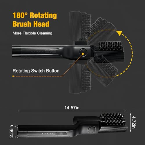 Electric Grill Brush Rechargeable BBQ Cleaning Brush with Rotating Power Scrubber Replaceable Bristle Heads Heavy Duty Grill Cleaner for Outdoor Grill Oven Grates Cast Iron