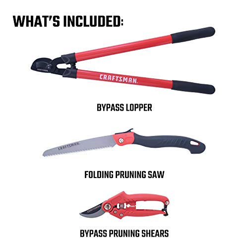 CRAFTSMAN CMXMKIT0170 Tree & Shrub Pruning Set with Bypass Pruning Shears, Bypass Lopper and Folding Pruning Saw - style: Tree & Shrub Pruning Set