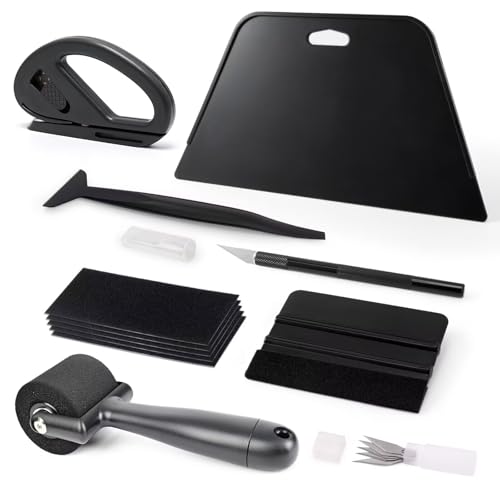 EHDIS Wallpaper Smoothing Tool Kit with Sponge Seam Roller, Vinyl Squeegee,Cutting Tool for Peel and Stick on Contact Paper,Window Tint Film,Decal,Graphics Installation