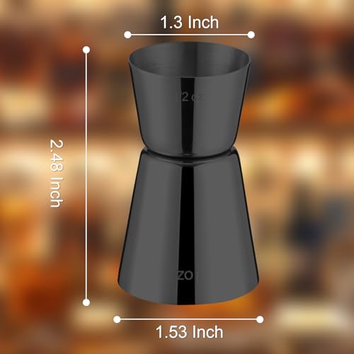 Briout 2Pcs Double Cocktail Jigger for Bartending,1OZ 1/2OZ,Flat Edge Black - color: Black, size: Flat Edge-0.5oz/1oz-2PC