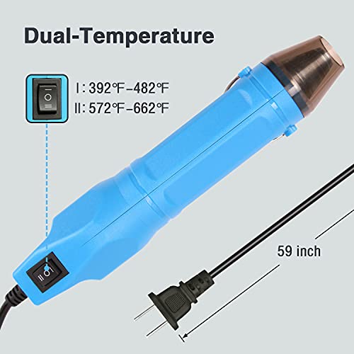 LDK Mini Heat Gun, 300W 2-Temp Settings Fast Heat Hot Air Gun - color: Blue