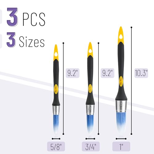 Bates- Trim Paint Brush, 3 pcs, 5/8”, 3/4” and 1” (Pack of 3) - color: Yellow-black, size: 5/8”, 3/4”, 1” (Pack of 3)