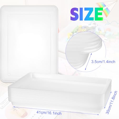 Maitys 15 Pack Plastic Art Trays 12 x 16 Inch Sensory Trays, Clear - color: Clear