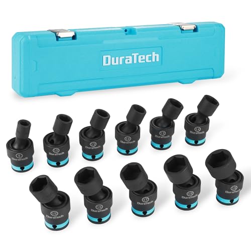 DURATECH 3/8" Drive Impact Swivel Socket Set, 11 Pcs Shallow Wobble Sockets - style: 11 PCS Metric 3/8" Dr.