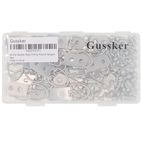 Heavy Duty D Ring Picture Hangers with Screws, Large Wide D-Ring Picture Hanging Hardware, 40 Pcs 2 Holes Picture Hooks for Paintings, Mirror, Clock, Decoration, Artwork Picture Frame - size: 40 Pcs Double Holes
