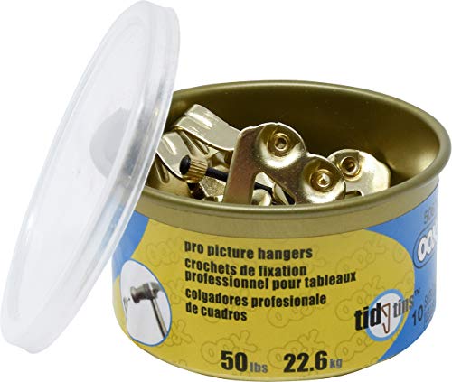 OOK 50674 Professional Picture Hangers, Reusable Art Hooks, Padded, Brass, 50lbs (10 Set) Gold - size: 10 pieces, 50 lb