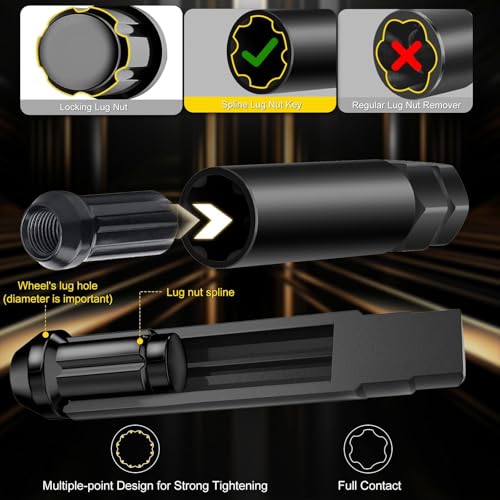 Topec 8Pcs Spline Lug Nut Socket Set | 5, 6, 7, 12 Spline Locking Lug Nut Key, Universal Wheel Lock Removal Kit, Wheel Lock key Set for Car, CR-MO Steel (Not for Hex, Deep, Large-Size, and 10-Spline) - size: 8 piece