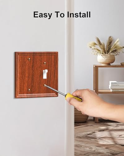 2-Pack Natural Bamboo Fiber Combo Blank/Toggle Light Switch Cover Plate - color: Wood Grain, size: 1 Blank/1 Toggle 2PK