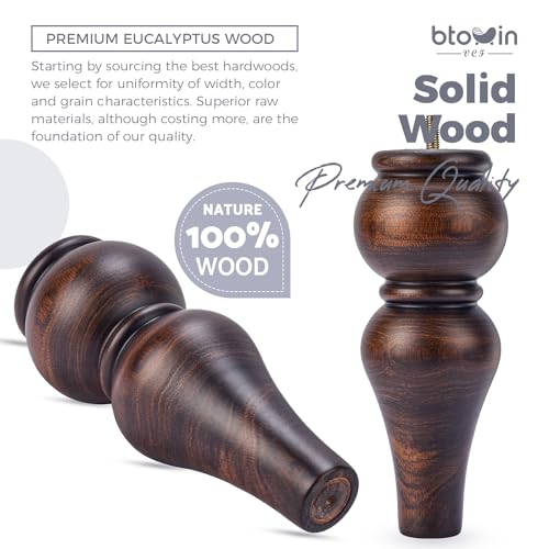 8 inch Solid Wood Turned Furniture Legs 4Pcs with M8 Bolts, Glaze - color: Glaze, size: 8" (20cm)